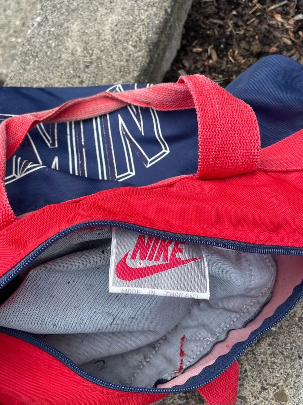 Vintage 80s/90s red and blue Nike gym duffel bag